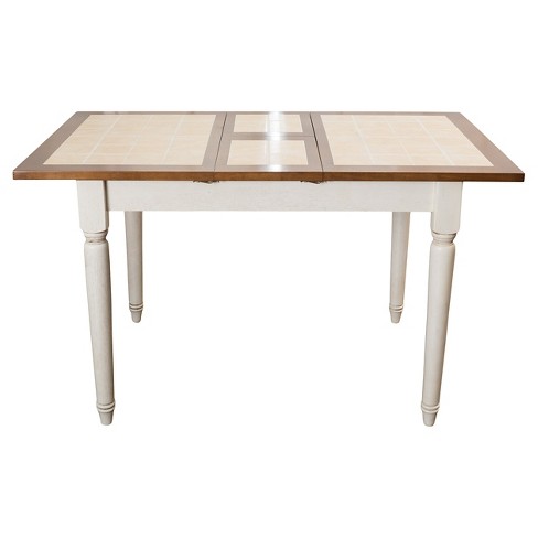 Clearwater Tile Dining Table W Leaf Extension Beige White