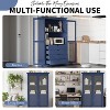 KTMBDW Pantry cabinets, Freestanding Kitchen Storage Cabinet Display Cabinet with Glass Doors and 4 Built-in Drawers - 3 of 4