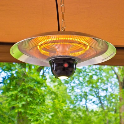 Silver Infrared Electric Hanging Outdoor Heater with LED & Remote