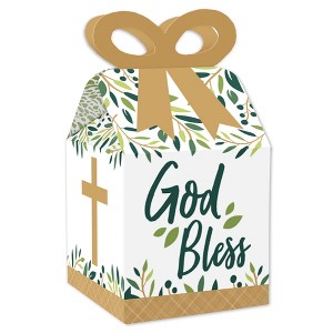 Big Dot of Happiness Elegant Cross - Square Favor Gift Boxes - Religious Party Bow Boxes - Set of 12 - 1 of 4