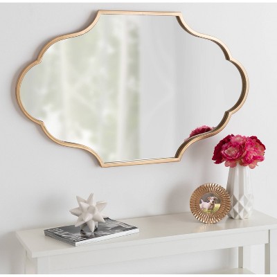 Gold Scalloped Rectangular Wall Mirror with Metal Frame