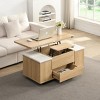 39'' MDF Wood Lift‑Top Coffee Table with Hidden Storage for Living Room,Multi-Functional Coffee Table with 4 Stools for Small Space-Coolbibila - 2 of 4