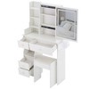 NicBex Vanity Desk with Mirror and Light Small Vanity with Sliding Mirror, Multi-Layer Storage, Compact Makeup Table with Stool for Bedroom - 3 of 4