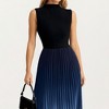 Anna-Kaci Women's Sleeveless Mock Neck Pleated Maxi Dress with Gradient Ombre Skirt - 4 of 4