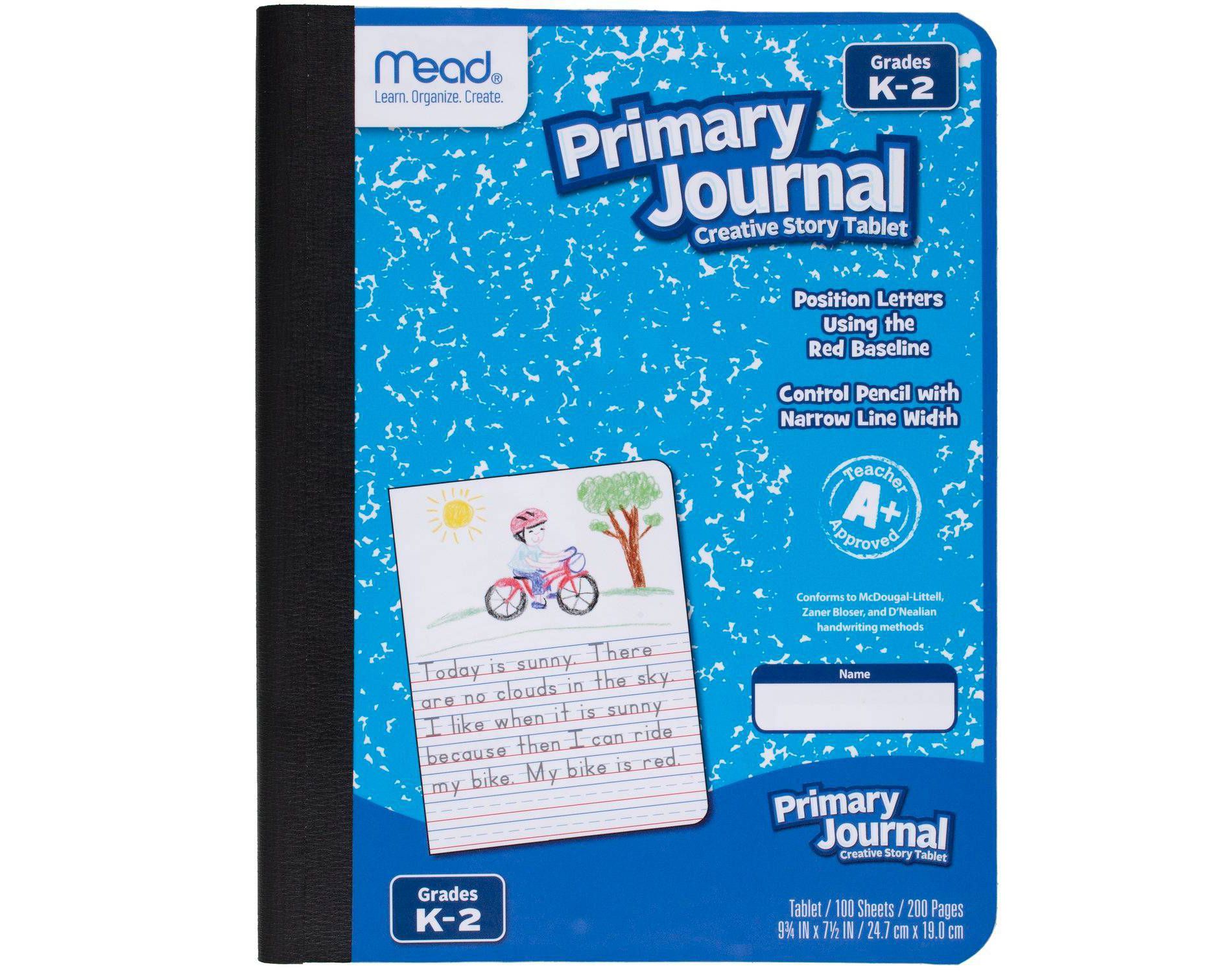 Mead Primary Journal Half Page Ruled Writing Tablet: K-2 Composition Notebook with Picture Space, 200 Pages, Hard Cover