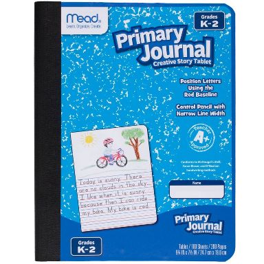 Mead Primary Journal Half Page Ruled Writing Tablet: K-2 Composition Notebook with Picture Space, 200 Pages, Hard Cover
