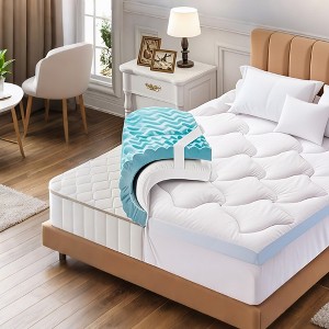 Vipbear Dual Layer 3 Inch Memory Foam Mattress Topper Full,Cooling 5-Zone Gel Memory Foam Mattress Topper, with Deep Pocket, Support for Back Pain - 1 of 4