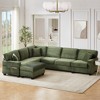 125.2" U-Shaped Sectional Sofa - Modular Corduroy Couch with Movable Ottoman & Side Storage Pockets-- Frevyn - 4 of 4