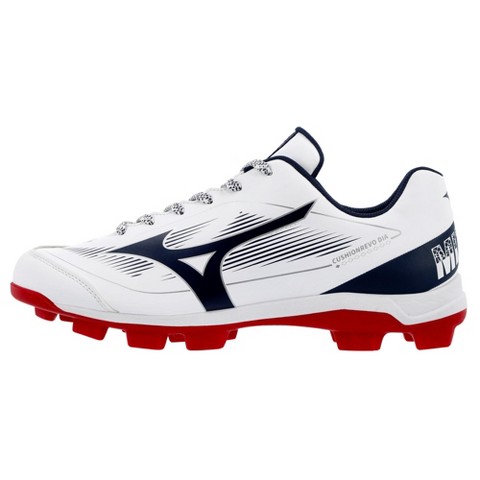 Mizuno CUSHIONREVO DIAMOND TPU Cleat, Spike, 7, White-Navy