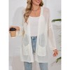 Crochet Cardigan for Women 3/4 Sleeve Open Front Lightweight Lace Boho Cover Up With Pocket - 3 of 4