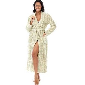 ADR Plush Striped Robe for Women, Long Fleece Plaid Winter Bath Robe, Plus Size - 1 of 3