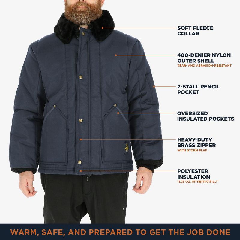 RefrigiWear Men's Insulated Iron-Tuff Arctic Jacket with Soft Fleece Collar, 3 of 7