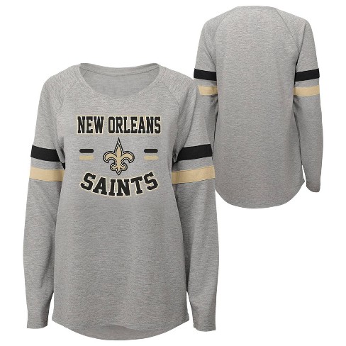 Women's Heathered Gray New Orleans Saints Plus Size Lace-Up V-Neck T-Shirt