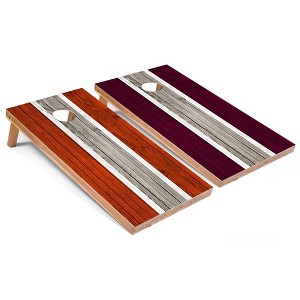 Skip's Garage Orange and Maroon Striped Cornhole Board Set, Includes 2 Boards, 8 Bags & Optional Accessories - 1 of 4