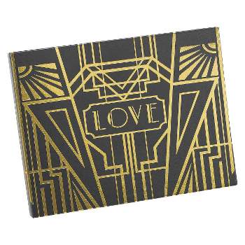 Love Art Deco Wedding Guest Book - Black/Gold