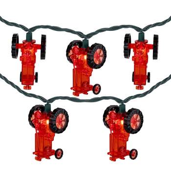Northlight 10-Count Red Tractor Patio Light Set, 5.75ft Green Wire