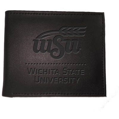 Evergreen NCAA Wichita State Shockers Black Leather Bifold Wallet Officially Licensed with Gift Box