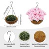 Artificial Geraniums Flowers with Brown Basket Set of 2, Artificial Hanging Flowers Plant, 12 Pcs Outdoor Flowers - 2 of 4