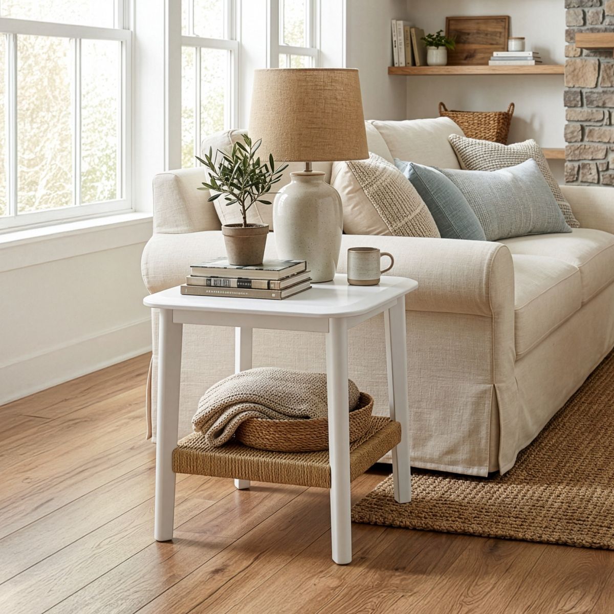 Alaterre Furniture Calais Side Table, White - thumbnail 6