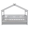 Twin/Full Size House Bed Frame with Twin Size Trundle, Wooden Daybed with Fence - ModernLuxe - 4 of 4