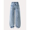Mocamel Teen Girls Loose Ripped Wide Leg Jeans Asymmetrical Design Denim Trousers - 3 of 4