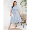 Coolmee Women's Plus Size Floral Print Dress Smocked Elastic Waist Midi Dress - 3 of 4