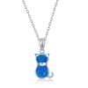 Opalata Sterling Silver Blue Inlay Opal Cat Earrings and 18" Pendant Necklace Set - 2 of 4