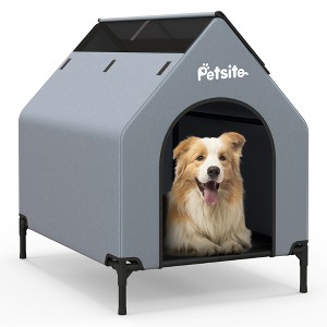 Tangkula 36" Elevated Dog House for Small Breeds Large Pet House w/ Ventilated Windows - 1 of 4