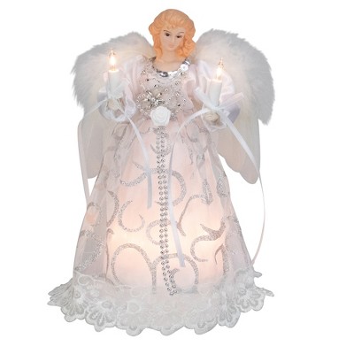 Kurt S. Adler 9" White and Silver Elegant Angel Christmas Tree Topper