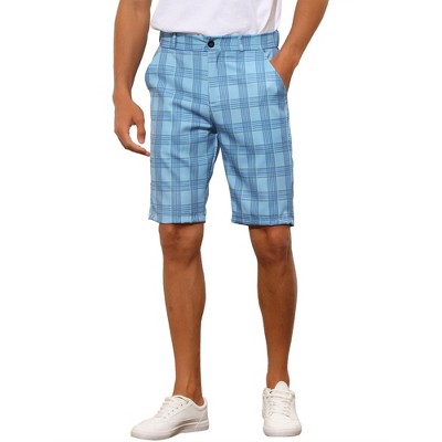 INSPIRE CHIC Men's Straight Fit Flat Front Plaid Printed Shorts