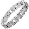 Steeltime Men's stainless steel and simulated diamonds tennis link bracelet. Color Options: Silver, Gold - 2 of 4