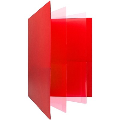 JAM Paper Heavy Duty Plastic Multi-Pocket Folders 6 Pocket Organizer Red 389MP6RE