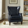 Wallace Genuine Leather Armchair with Nailhead Trims and Solid Wood Legs丨HULALA HOME-NAVY - 3 of 4