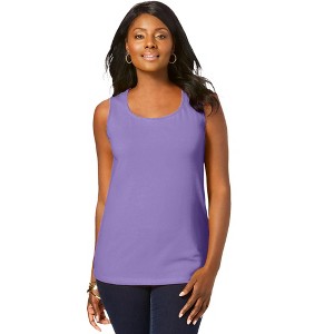 Jessica London Stretch Cotton Horseshoe Neck Tank - 1 of 4