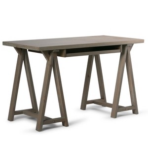 Hawkins Solid Wood Small Desk Distressed Gray - Wyndenhall