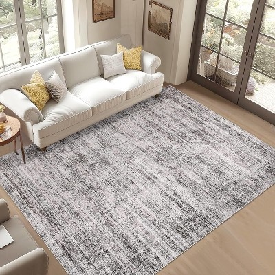 Homhougo 10x13,Runner Rug Soft Vintage Distressed Washable Rug Runners for Hallways Non-Slip Kitchen Runner Low Pile Retro Abstract Taupe