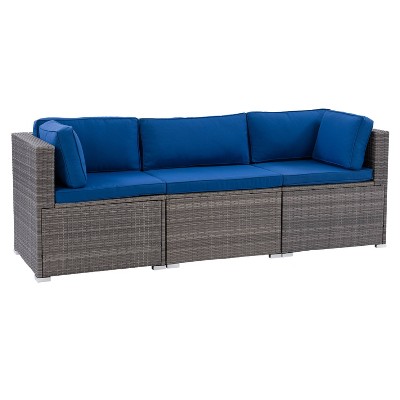 Parksville 3pc Patio Sectional Set - Gray - CorLiving: UV-Resistant Wicker, 330lb Capacity, Weather-Resistant
