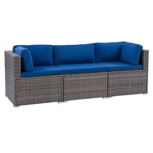 Parksville 3pc Patio Sectional Set - Gray - CorLiving: UV-Resistant Wicker, 330lb Capacity, Weather-Resistant - 1 of 4