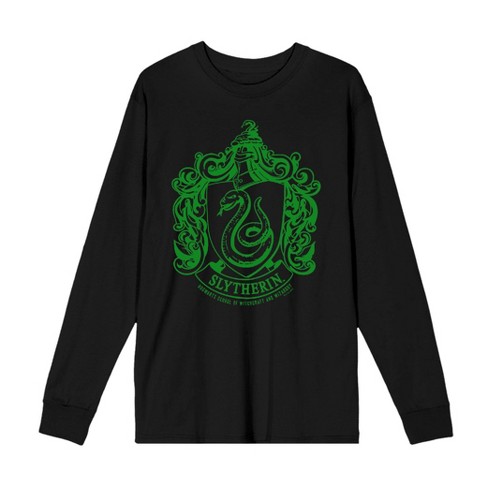 Harry Potter Slytherin Crest Crew Neck Long Sleeve Unisex Adult Tee XS