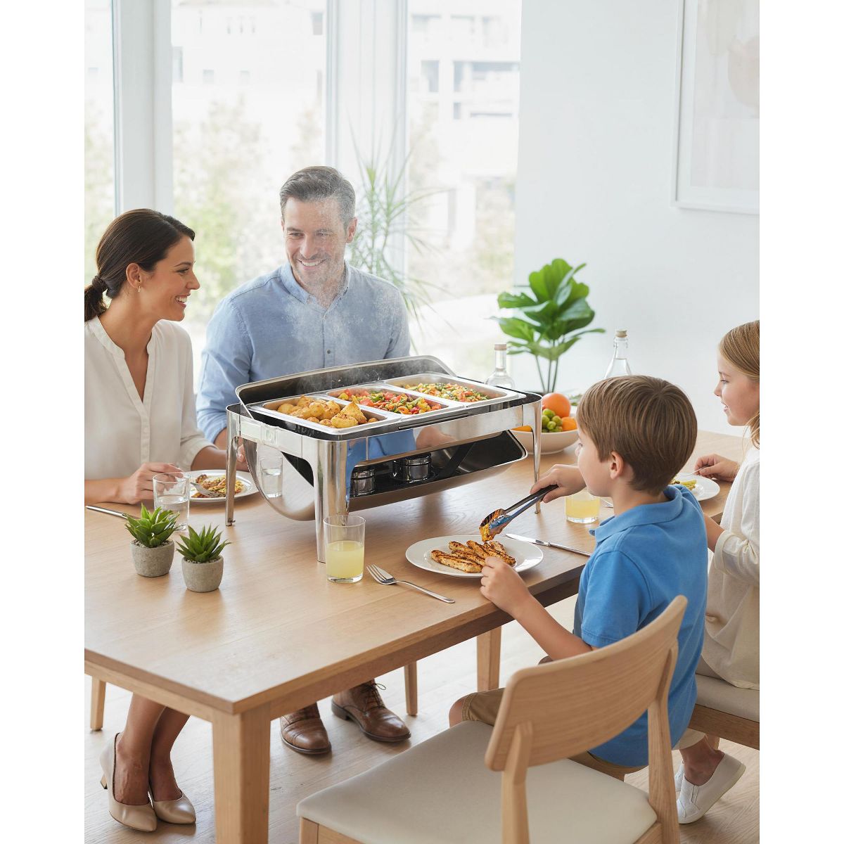 Roll Up Chafing Dishes for Buffet, 9.5 QT Stainless Steel Chafers and Buffet Warmers Complete Set with Food Pan Water Pan Fuel Holder for Party - thumbnail 7