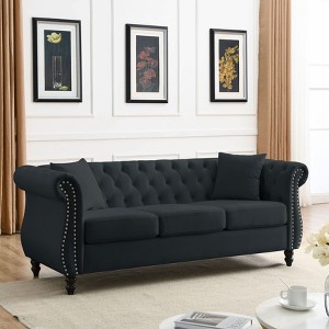 NicBex 59"/80" Chesterfield Velvet Sleeper Sofa, 2/3 Seater Sofa with Rolled Arms and Nailhead,Tufted Couch with Pillows for Living/Bed Room,Office - 1 of 4