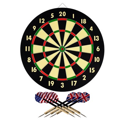 Toy Time Dart Game Set With 6 Darts and Reversible Board
