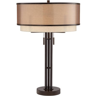 Andes 27" Oil-Rubbed Bronze Industrial Double-Shade Table Lamp