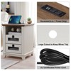 OKD 18'' Nightstand with Charging Station & 2 Drawers, Square End Table - 4 of 4