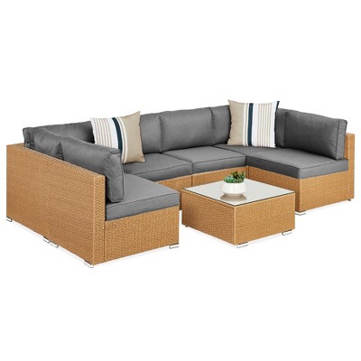 Best Choice 7-Piece Wicker Patio Set - Natural/Gray