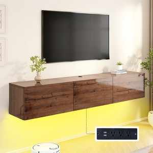 AMERLIFE Floating TV Stand with LED Lights and Power Outlet for TVs Up to 80" - 1 of 3
