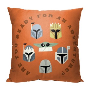 Disney Star Wars The Mandalorian Adventure With The Mandos Throw Pillow 18x18 Inches - 1 of 2