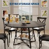 Round Dining Table with Storage Shelf for 4-6 People, 47 Inch Farmhouse Style Kitchen Table, Black & Wood Finish - 4 of 4