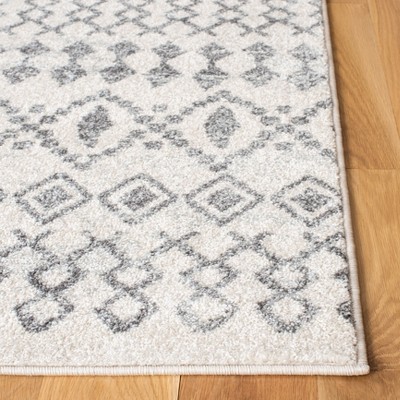 Ivory Geometric Hand-knotted Synthetic Square Rug 79"