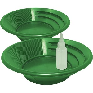 2-Pack Gold Panning Starter Kit – Featuring Compact 9-Inch Green Vanishing Riffle Gold Pans and a 4-ounce Snifter Bottle for Prospecting Adventures - 1 of 4